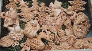 Christmas decoration from wax at the Christmas exhibition at the Botanical Garden of Charles University, Prague, December 2013