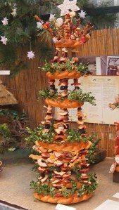 Dried fruit tree with Christmas pastry at the Christmas exhibition at the Botanical Garden of Charles University, Prague, December 2013
